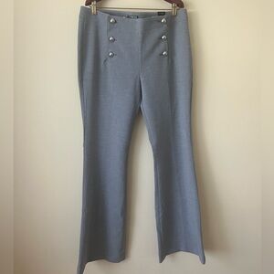 Express Flare Sailor Career Pant Button Detail Pull On in Light Gray 14R